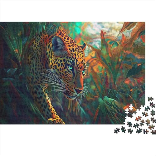 Puzzle 1000pcs (75x50cm) Erwachsene Leopard Damen Herren Holzbrett Präzisions-Interlocking Dschungel von kaiyun