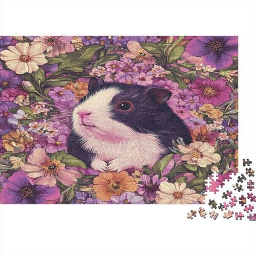 Puzzle 1000pcs (75x50cm) Erwachsene Meerschweinchen Damen Herren Holzbrett Präzisions-Interlocking Frühling Blumen von kaiyun