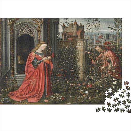 Puzzle 1000pcs (75x50cm) Erwachsene Mittelalterliche Kunst Damen Herren Holzbrett Präzisions-Interlocking Figuren, Gärten, Gebäude von kaiyun