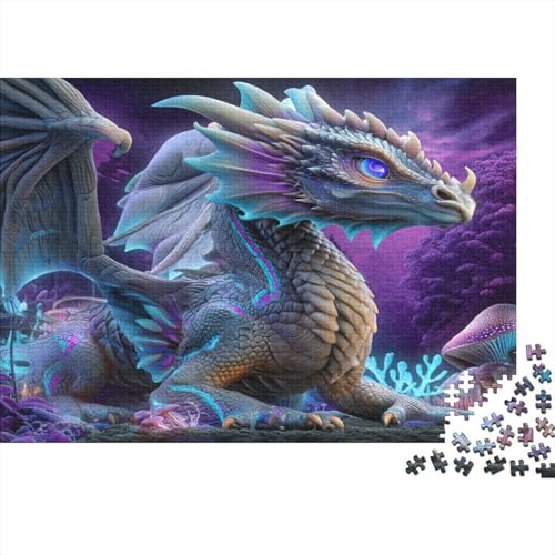 Puzzle 1000pcs (75x50cm) Erwachsene Neon Drache Damen Herren Holzbrett Präzisions-Interlocking Op-Art-Stil von kaiyun
