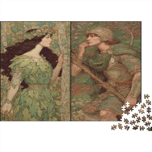 Puzzle 1000pcs (75x50cm) Erwachsene Schöne Frau im grünen Blätterrock Damen Herren Holzbrett Präzisions-Interlocking Schottischer Krieger von kaiyun