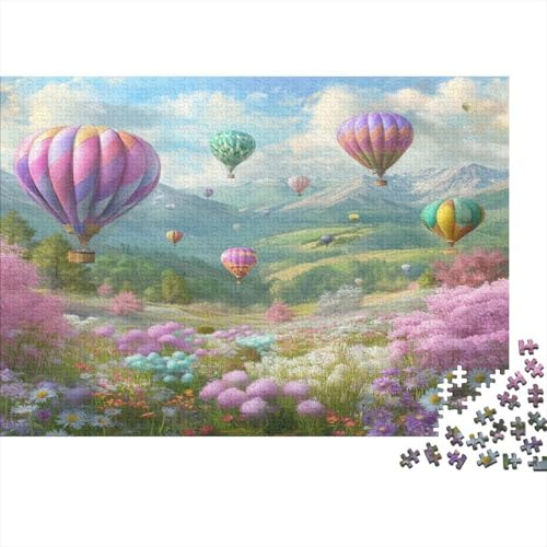 Puzzle 1000pcs (75x50cm) Erwachsene Sommerhimmel Damen Herren Holzbrett Präzisions-Interlocking Farbenfrohe Heißluftballons von kaiyun