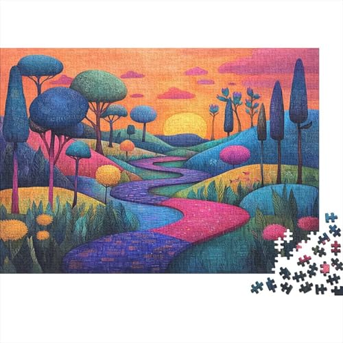 Puzzle 1000pcs (75x50cm) Erwachsene Sonneset PArche Damen Herren Holzbrett Präzisions-Interlocking Abstrakter Stil von kaiyun