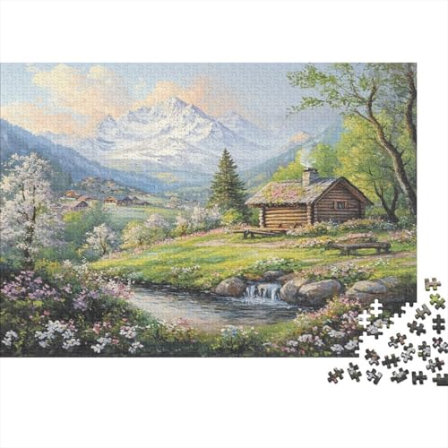 Puzzle 1000pcs (75x50cm) Erwachsene Wunderschöne Berglandschaft Damen Herren Holzbrett Präzisions-Interlocking Ölgemälde Stil von kaiyun