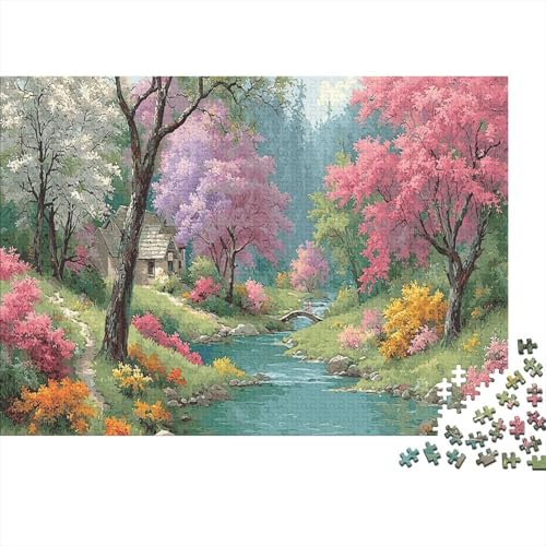 Puzzle 1000pcs (75x50cm) Erwachsene Wunderschöne ländliche Frühlingslandschaft Damen Herren Holzbrett Präzisions-Interlocking von kaiyun