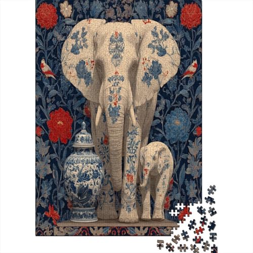 Puzzle 38x26cm/1000pcs Erwachsene Elefant, Cub Damen Herren Holzbrett Präzisions-Interlocking Vasenmuster Puzzle 38x26cm/1000pcs Erwachsene Elefant, Cub Damen Herren Holzbrett Präzisions-Interlocking Vasenmuster von kaiyun