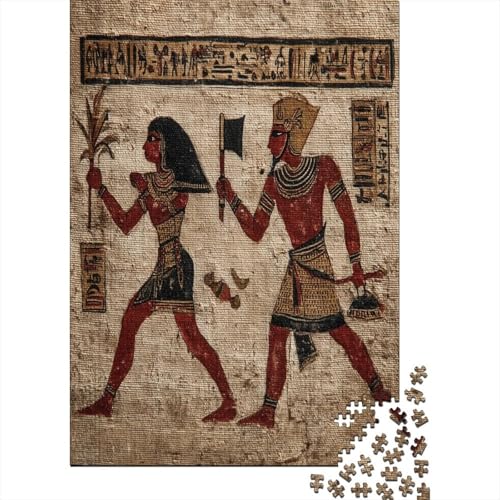Puzzle 70x50cm/1000pcs Erwachsene Ägyptische Frau und männlicher Wächter mit Axt Damen Herren Holzbrett Präzisions-Interlocking Altägyptische Kunst von kaiyun
