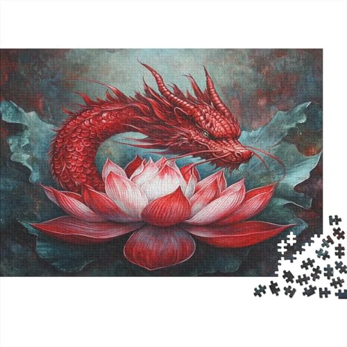 Red Drache 1000pcs (75x50cm) Erwachsenenpuzzle - Lotus DIY-Puzzlespielzeug von kaiyun