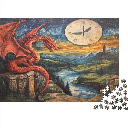 Red Drache 1000pcs (75x50cm) Puzzle, Lernspiel Impossible Fluss der Zeit Herausforderungsspielzeug Für Erwachsene Teenager von kaiyun