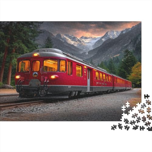 Red Zug Rätsel Für Erwachsene |Berg Background| Familienspaß-Puzzles 1000pcs (75x50cm) von kaiyun