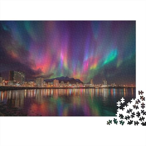 Regenbogenstadt 1000pcs (75x50cm) Puzzle, Lernspiel Impossible Nordlichter in The Sky Herausforderungsspielzeug Für Erwachsene Teenager von kaiyun