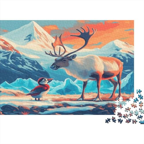 Rentier, Auklets 1000pcs (75x50cm) Puzzle, Lernspiel Impossible Gletscher Herausforderungsspielzeug Für Erwachsene Teenager von kaiyun