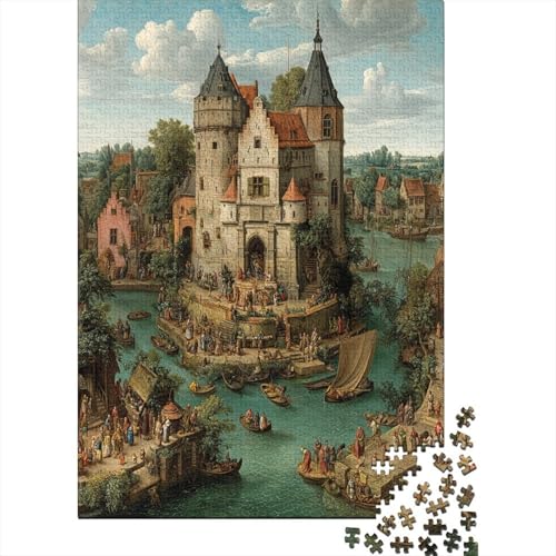 Riesige mittelalterliche Steinburg 70x50cm/1000pcs Schwer Puzzle Lernspiel Impossible Herausforderung Spielzeug Für Erwachsene Kinder von kaiyun