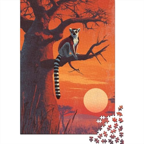 Ring-Tailed Lemur Perched in An Ancient Baobab Tree Puzzle 1000 Teile Für Erwachsene, Lernspiele, Heimdekoration38x26cm/1000pcs von kaiyun