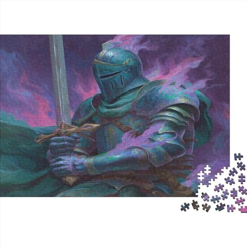 Ritter in türkisfarbener Rüstung mit Schwert in beiden Händen 1000pcs (75x50cm) Puzzle, Lernspiel Impossible Herausforderungsspielzeug Für Erwachsene Teenager von kaiyun