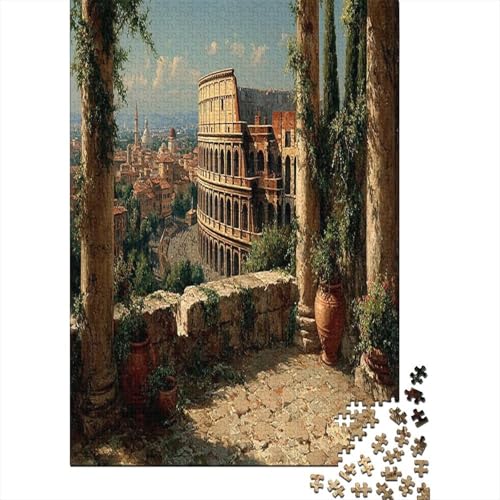 Römische Säulen, umhüllt von Pflanzen Puzzle 1000 Teile, Lernspiel, Unmöglich Kolosseum, Anspruchsvolles Spielzeug Für Erwachsene Und Kinder Ab 14 Jahren 70x50cm/1000pcs von kaiyun