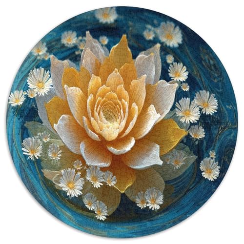 Rotation von Wasserkräuseln,Gelber Lotus, kleines weißes Gänseblümchen,1000pcs (67.5x67.5cm),DIY-Puzzle Für Erwachsene von kaiyun