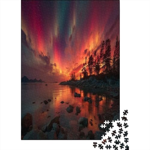 Rote und Schwarze Nordlichter Puzzle 70x50cm/1000pcs Erwachsene Puzzle,Home Decor von kaiyun