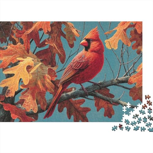 Roter männlicher Kardinal Rätsel Für Erwachsene |Oak Baum| Familienspaß-Puzzles 1000pcs (75x50cm) von kaiyun
