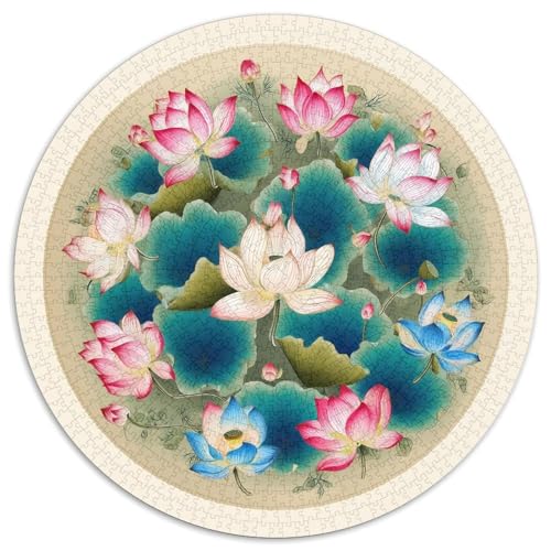 Runder Lotus 1000pcs (67.5x67.5cm) Puzzle, Lernspiel Impossible Herausforderungsspielzeug Für Erwachsene Teenager von kaiyun