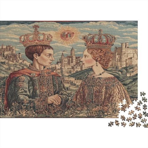 ,Schloss und Berglandschaft-Königliche Figuren,1000pcs (75x50cm),DIY-Puzzle Für Erwachsene von kaiyun