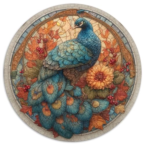 Schöner Blauer Pfau,Puzzles Blumen Gemusterte Nachhaltige Puzzles Für Erwachsene Hochwertige Holzspielpuzzles 1000pcs (67.5x67.5cm) von kaiyun