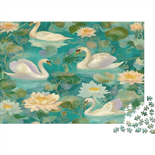 Schwäne, Lilien und Lilien Pads,Rätsel Für Erwachsene 1000pcs (75x50cm),Herausforderungsspiele Jugendstil von kaiyun