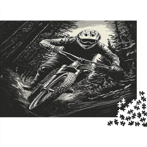 Schwarz-Weiß-Vektorillustration 1000pcs (75x50cm) Puzzles, Die Für Erwachsene Und Personen Ab 14 Jahren Geeignet Sind Mountainbiker von kaiyun