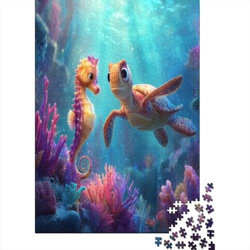 Seahorse and Turtle 70x50cm/1000pcs Puzzles, Die Für Erwachsene Und Personen Ab 14 Jahren Geeignet Sind Cartoon-Stil von kaiyun