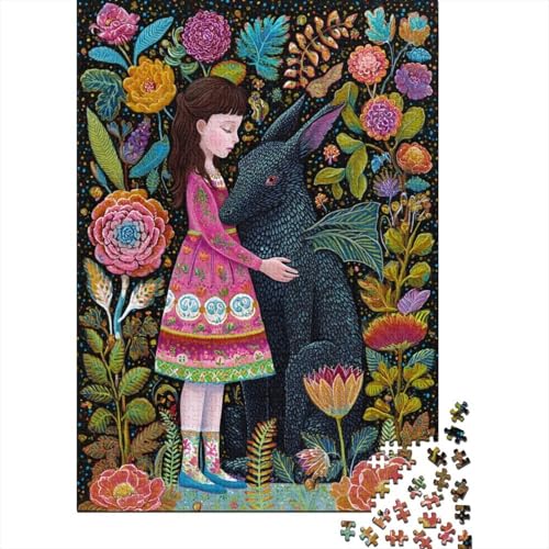 Seltsame Kreatur und kleines Mädchen Puzzle 1000 Teile, Lernspiel, Unmöglich, Anspruchsvolles Spielzeug Für Erwachsene Und Kinder Ab 14 Jahren 70x50cm/1000pcs von kaiyun