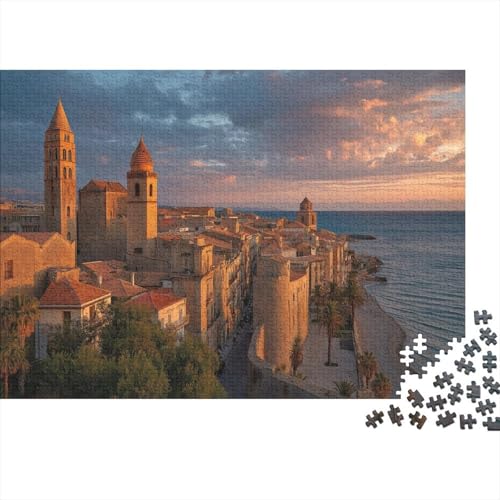 Sizilianische Küstenstadt aus dem 13. Jahrhundert 1000pcs (75x50cm) Puzzles, Die Für Erwachsene Und Personen Ab 14 Jahren Geeignet Sind von kaiyun