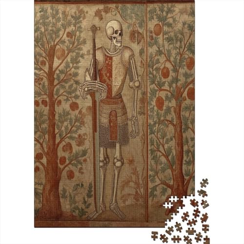 Skelett Holding A Sword, Romanesque Painting Puzzle 1000 Teile, Lernspiel, Unmöglich, Anspruchsvolles Spielzeug Für Erwachsene Und Kinder Ab 14 Jahren 70x50cm/1000pcs von kaiyun