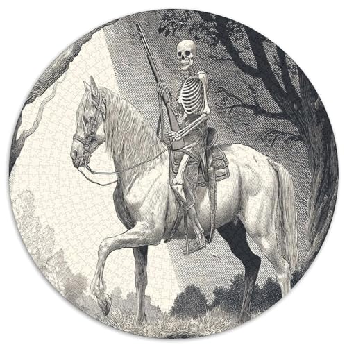 Skelett-Kavallerie,Rätsel Für Erwachsene 1000pcs (67.5x67.5cm),Herausforderungsspiele Retro-Gravurstil von kaiyun