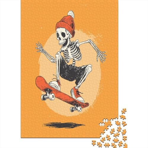 Skelett Wearing An Orange Hat Jumping on A SkateboardPuzzle 1000 Teile Für Erwachsene, Lernspiele70x50cm/1000pcs von kaiyun