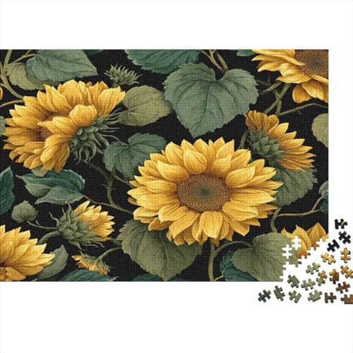 Sonnenblume,Bright Yellow Petals and DarkGrüne Blätter Gemusterte Nachhaltige Für Erwachsene Hochwertige Holzspielpuzzles 1000pcs (75x50cm) von kaiyun