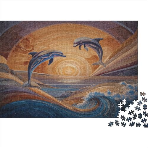 Springende Delphine 1000pcs (75x50cm) Erwachsenenpuzzle - DIY-Puzzlespielzeug von kaiyun