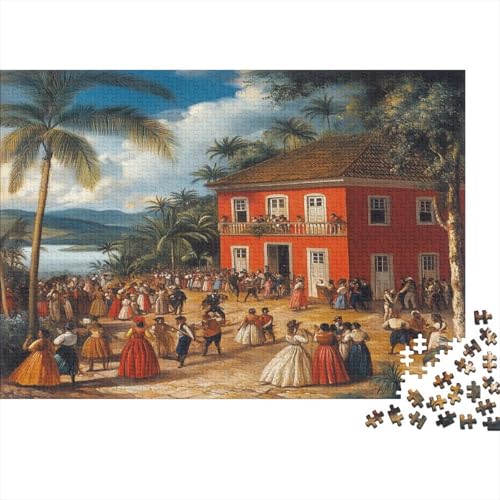 Straßenfest im kolonialen Brasilien Rätsel Für Erwachsene |Rotes Haus| 1000pcs (75x50cm) Puzzles Lernspiele Home Decor von kaiyun