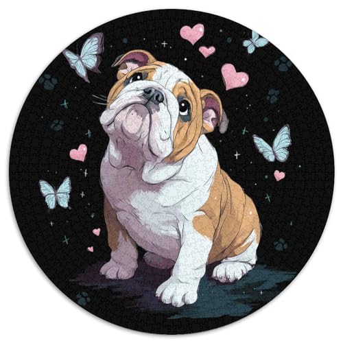 Süße Englische BullHundge Rätsel Für Erwachsene |Pink Heart Schmetterling| 1000pcs (67.5x67.5cm) Puzzles Lernspiele Home Decor von kaiyun