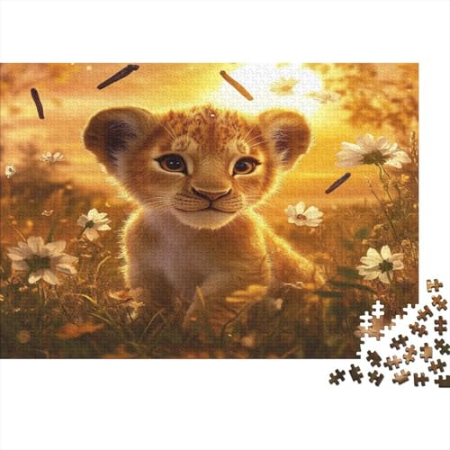 Süßer Kleiner Löwe 1000pcs (75x50cm) Puzzles, Die Für Erwachsene Und Personen Ab 14 Jahren Geeignet Sind Vanilla Beans and Blumen von kaiyun