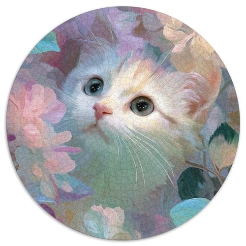 Süßes Kätzchen umgeben von Blumen Rätsel Für Erwachsene || 1000pcs (67.5x67.5cm) Puzzles Lernspiele Home Decor von kaiyun