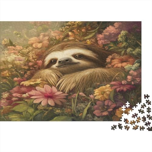 Süßes kleines Faultier 1000pcs (75x50cm) Schwer Puzzle Lernspiel Impossible Blumen Herausforderung Spielzeug Für Erwachsene Kinder von kaiyun