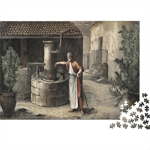Szene mit Getreidemahlen mit einem Mühlstein 1000pcs (75x50cm) Schwer Puzzle Lernspiel Impossible Römischer Innenhof Herausforderung Spielzeug Für Erwachsene Kinder von kaiyun