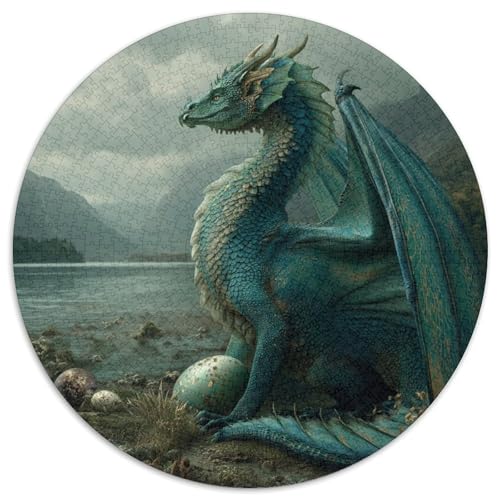 Teal Female Drache,Ei Gemusterte Nachhaltige Für Erwachsene Hochwertige Holzspielpuzzles 1000pcs (67.5x67.5cm) von kaiyun