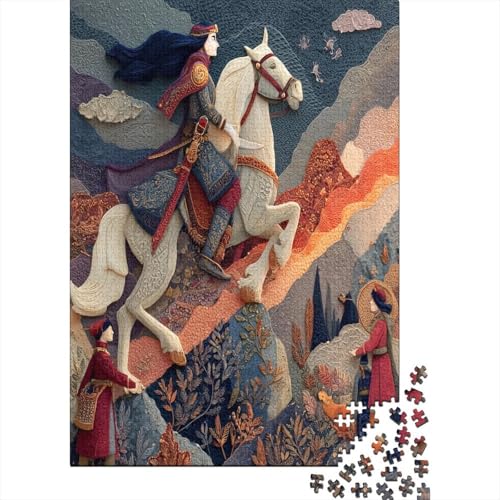The Girl Rides Her Horse with Her Head Held High, Facing The SonnenuntergangPuzzle 1000 Teile Für Erwachsene, Lernspiele38x26cm/1000pcs von kaiyun