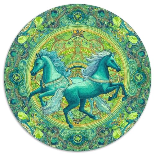 The Unrestrained Horse, The Year of The Horse, with Green and Blue As The Main Colors 1000pcs (67.5x67.5cm) Puzzle, Lernspiel Impossible Herausforderungsspielzeug Für Erwachsene Teenager von kaiyun