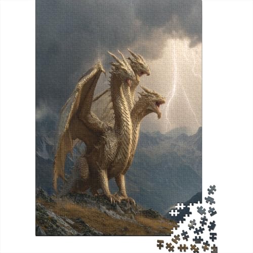 Three-Headed Flying Drache Blitz Puzzle 1000 Teile Für Erwachsene, Lernspiele, Heimdekoration70x50cm/1000pcs von kaiyun