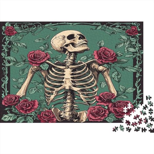Totenkopf and Roses 1000pcs (75x50cm) Puzzle, Lernspiel Impossible Vector Illustrationsstil Herausforderungsspielzeug Für Erwachsene Teenager von kaiyun