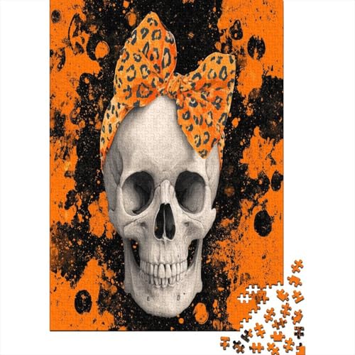 Totenkopf mit Schleife auf dem Kopf Puzzle 1000 Teile Für Erwachsene, Lernspiele, Heimdekoration38x26cm/1000pcs von kaiyun