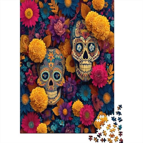 Totenkopf mit exquisiten Mustern Puzzle 1000 Teile Für Erwachsene, Lernspiele, Heimdekoration70x50cm/1000pcs von kaiyun