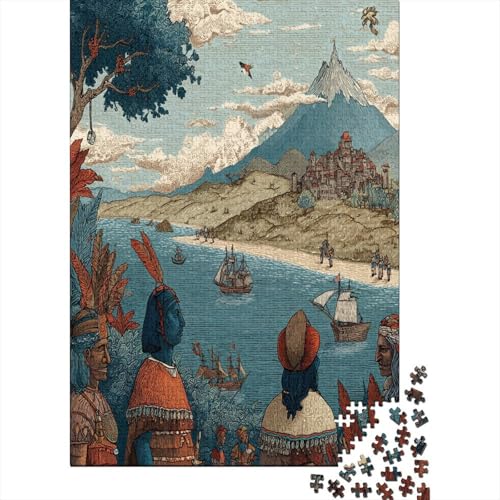 Traditionelle Kostüme der Ureinwohner 38x26cm/1000pcs Puzzle, Lernspiel Impossible Portugiesischer Entdecker Herausforderungsspielzeug Für Erwachsene Teenager von kaiyun